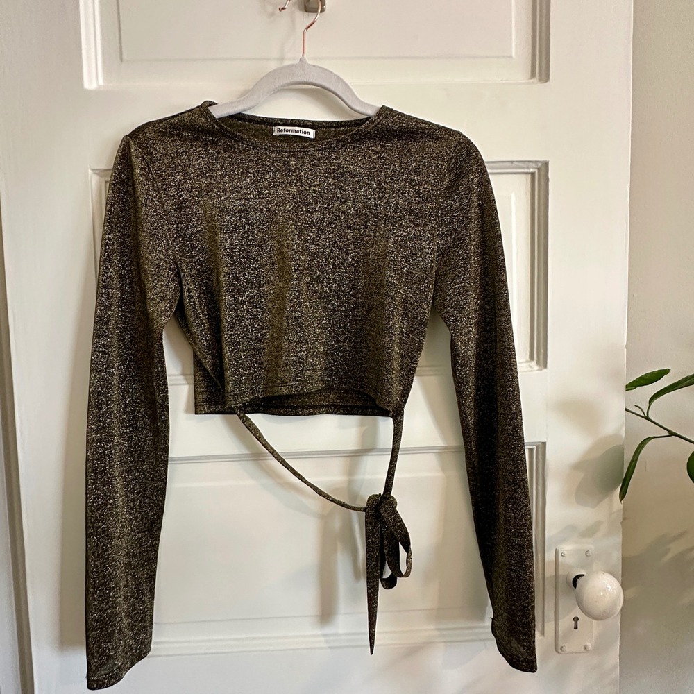 Reformation Shimmering Bronze Crop Top